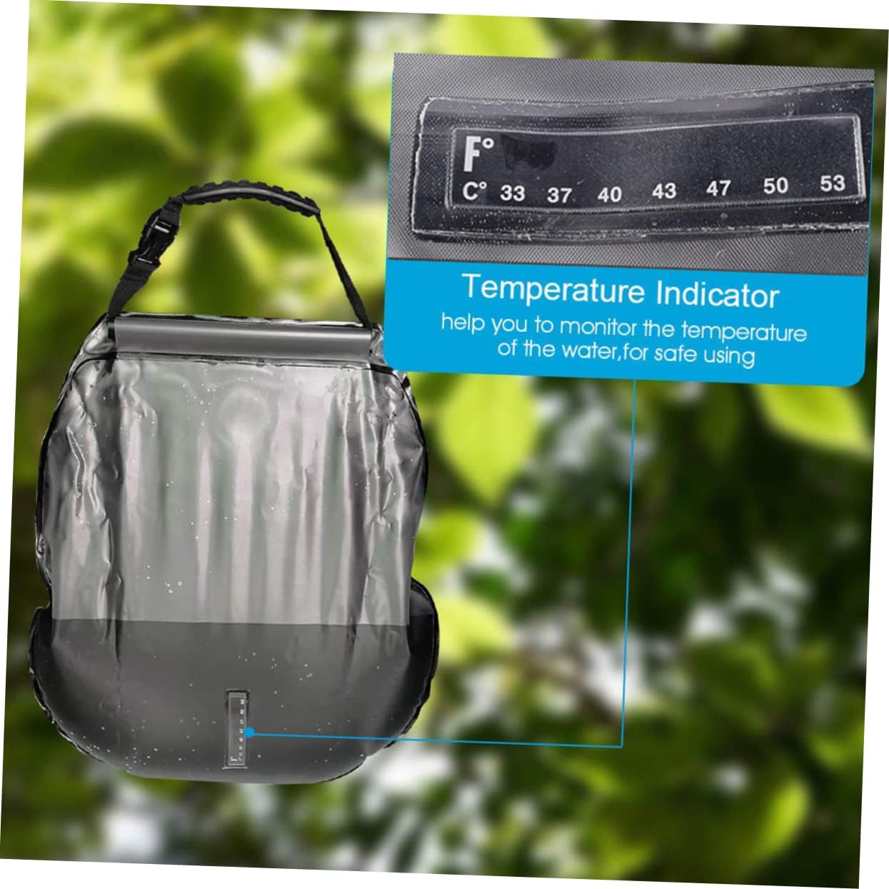 POPETPOP Solar Shower Bag for Camping and Outdoor Activities Portable Water Storage Shower Nozzle for Hiking Beach and Traveling Olive Green
