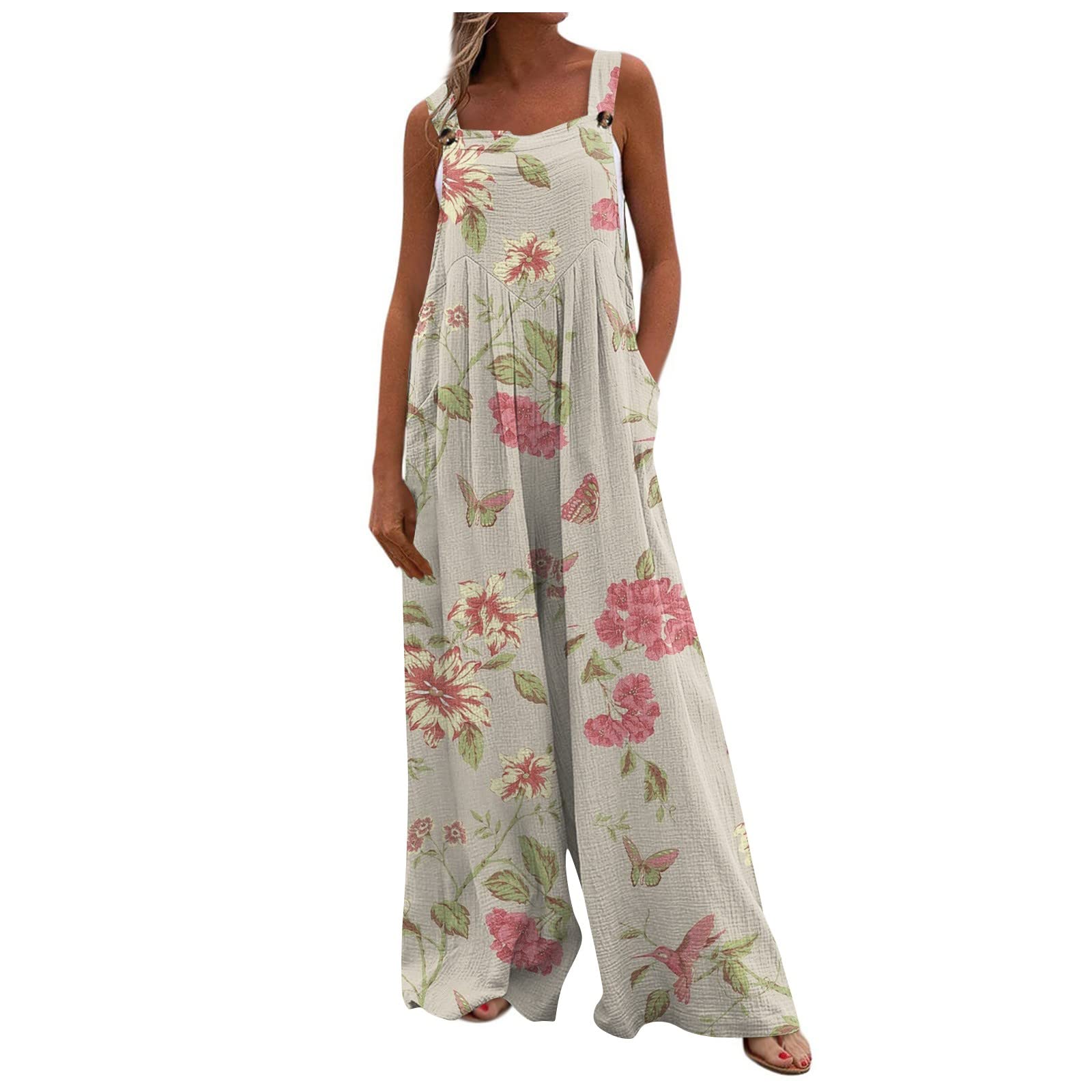 QI_LIANGCigarette Slacks Plus Size Breathable Casual Summer Trekking Prin Polyester Hi Waisted Regular Fit with Buttons Slacks