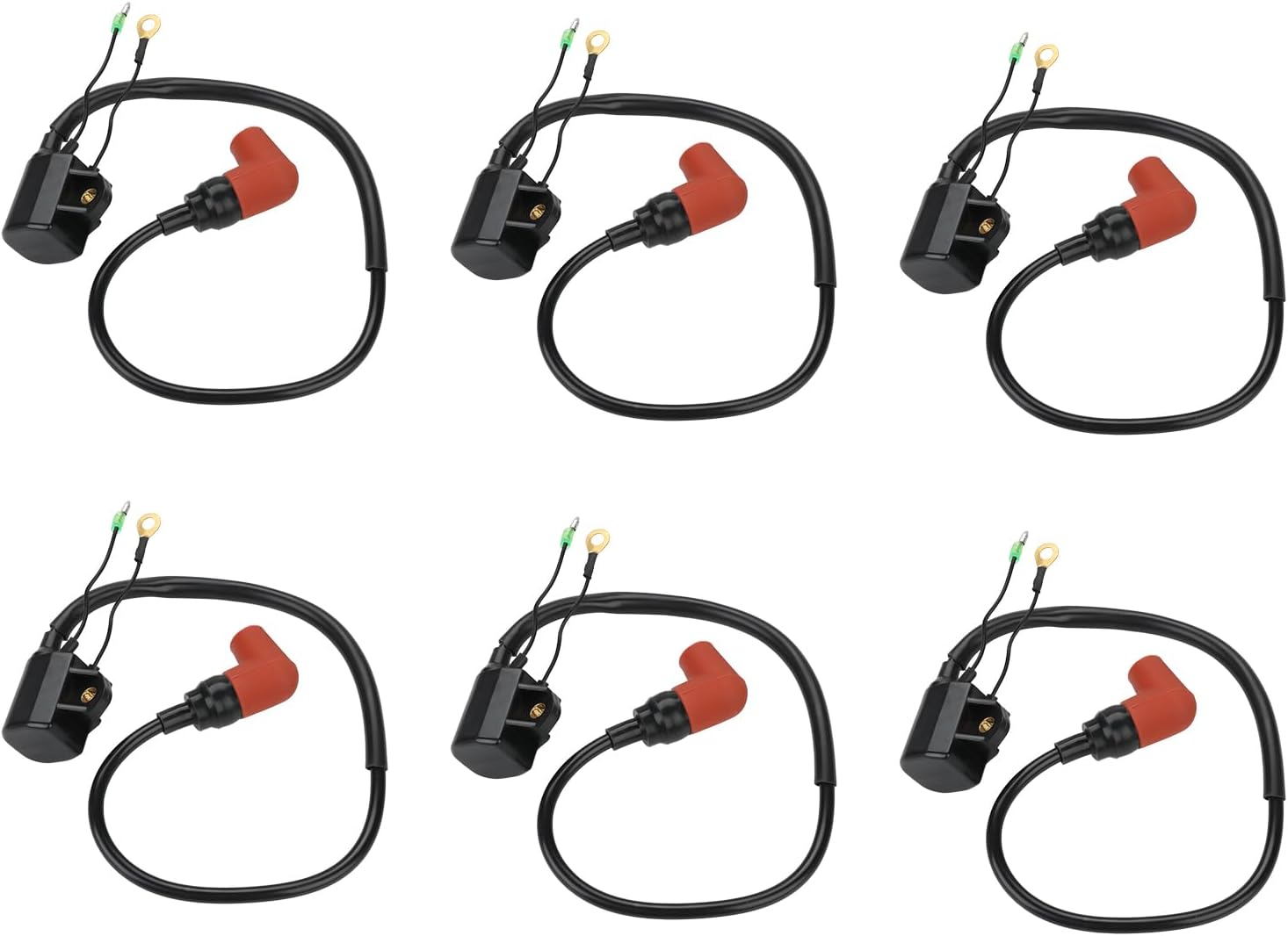 JDMON Set of 6 Ignition Coil Pack Compatible with Yamaha 100HP 115HP 130HP 140HP 150HP 175HP 200HP 225HP Outboard 2 stroke Replacement for 6R3-85570-01-00 6R3-85570-00-00