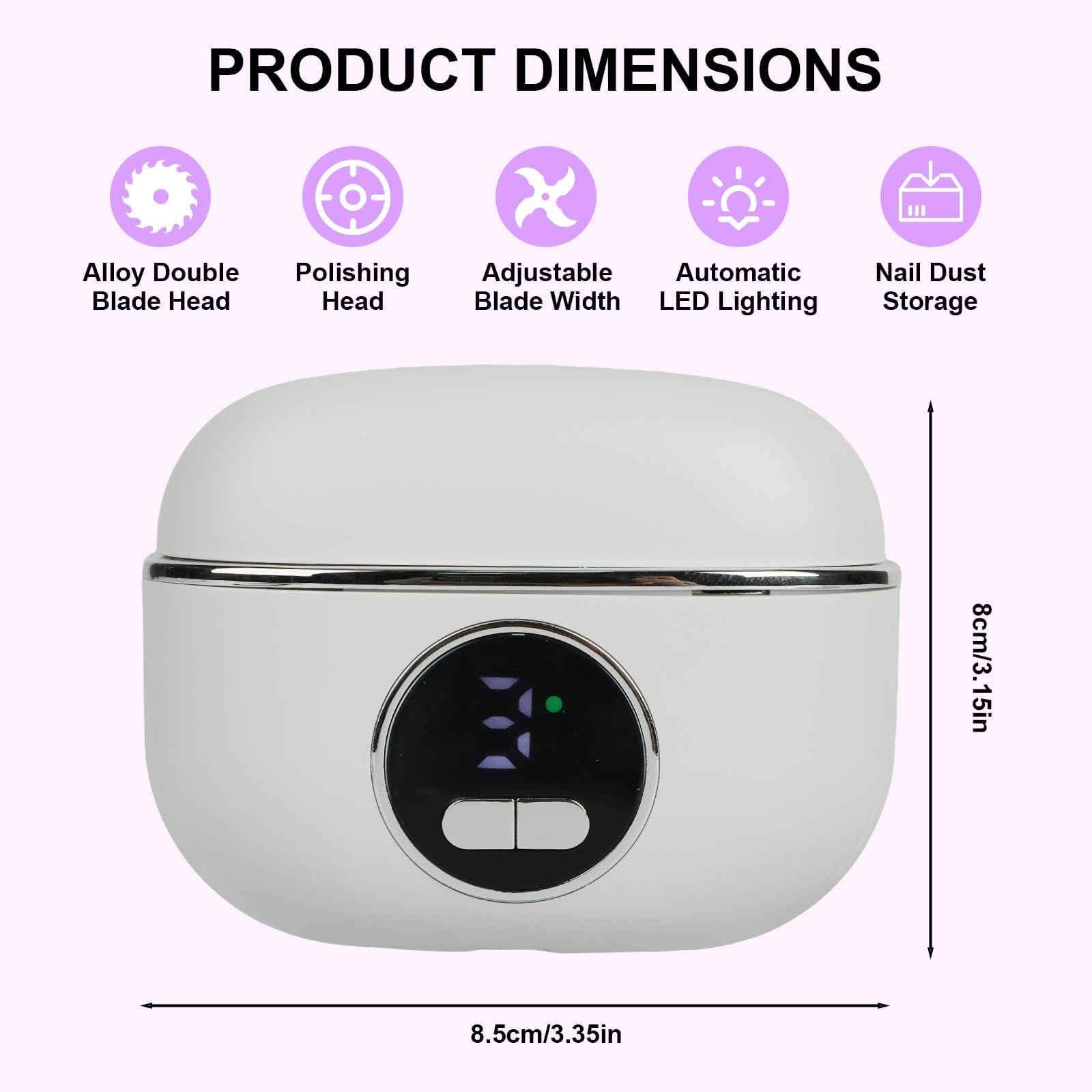 Cortauñas Electrico y Pulidor 3 en 1, 3 Velocidades Ajustable Cortauñas Electrico Pies con Luz LED y Recipiente, Recortes de Uñas, Seguro y Silencioso para Bebés, Personas Mayores y Adultos (Blanco)