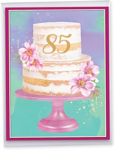 Miniatura 7 de NobleWorks Tarjeta de papel de cumpleaños jumbo 85th Milestone de 8.5 x 11 pulgadas con sobre (paquete de 1) grande Jumbo Floral Age 85 J8263MBG