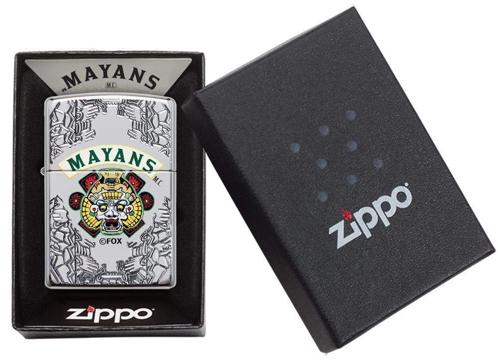 Zippo Sturmfeuerzeug 'Mayans' – High Polish Chrome, Deep Carve, Windfest, Made In USA, In Geschenkbox