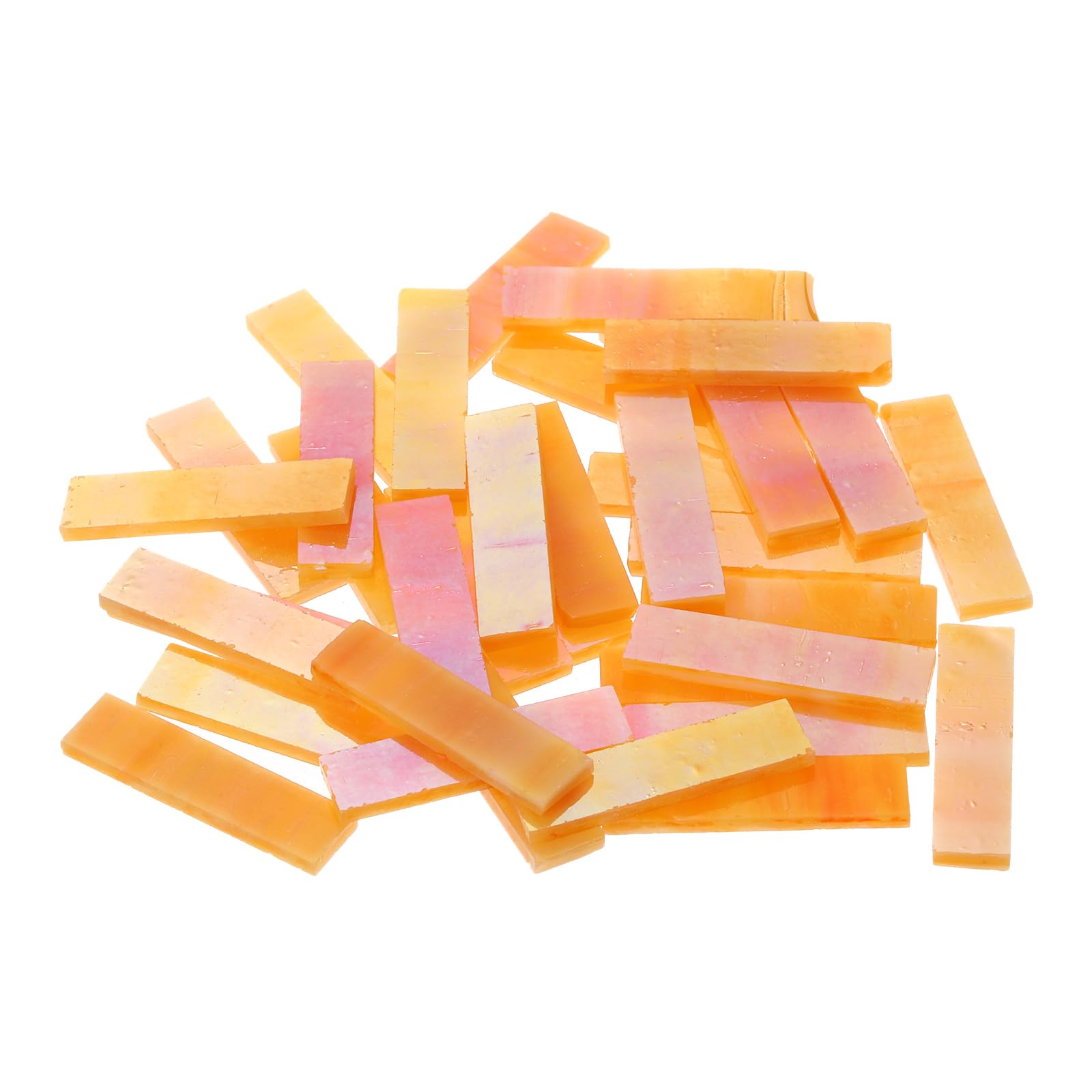 sourcing map Rectangular Mosaic Tiles Stained Glass Strips, 1.57" x 0.4" Iridescent Orange Glass Pieces 100g/3.53 oz Mosaic Tile Making Supplies for DIY Handmade Crafts and Home Decoration