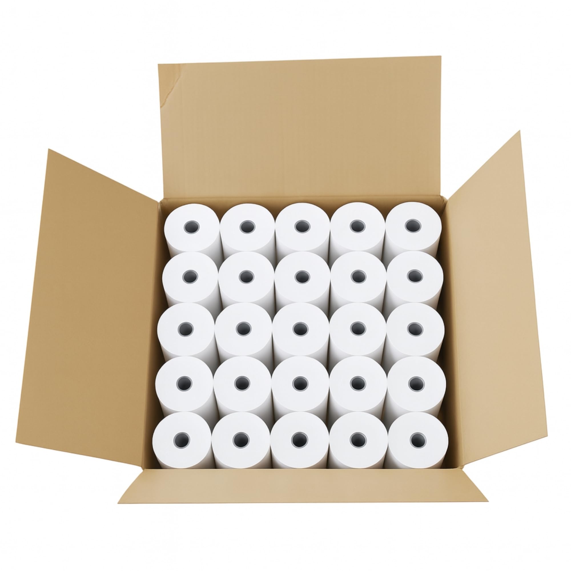Rolki papieru termicznego bez BPA 57 x 40 x 12 mm - 18 m - 55 g/m² - Zestaw 50 sztuk - szpule CB/TPE - druk w wysokiej rozdzielczości do terminali płatniczych