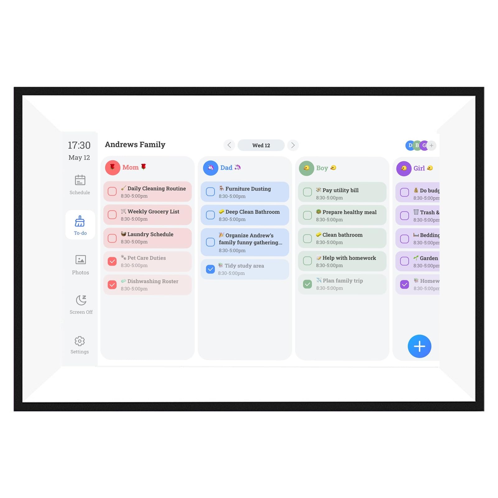 Ausla Calendario Digitale Intelligente, Agenda Familiare con Touchscreen HD con Cornice Digitale, Display da 10,1 Pollici per l'organizzazione della Casa e della Famiglia