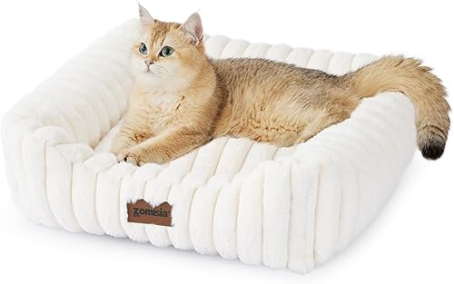 Lindas camas para gatos Indooor y perros pequeños, cama ortopédica rectangular para cachorros con funda esponjosa lavable y parte inferior