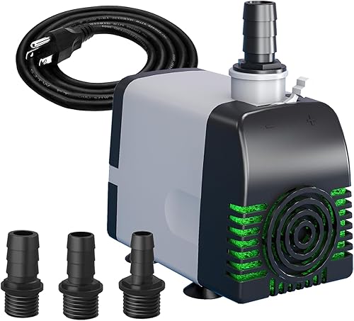 Bomba de agua sumergible de alta eficiencia de 880 GPH, diseño ultra silencioso para fuentes, estanques, acuarios, hidroponía y uso en