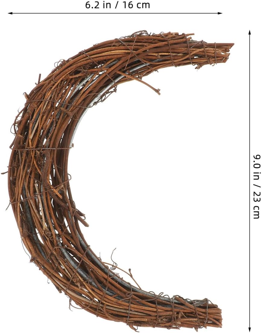 BESTOYARD 6 Pcs 8-Inch Crescent Moon Grapevine Wreath Frame, Natural Rattan DIY Craft Base for Seasonal Decor, Front Door, Wedding, and Holiday Decorations