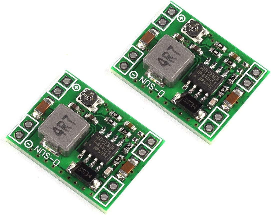 DZS Elec 2pcs MP1584EN Mini 3A DC-DC Buck Converter 4.5V-28V to 0.8V-20V Adjustable Voltage Regulator 24V/12V/9V to 12V/5V/3.3V Step-Down Power Module