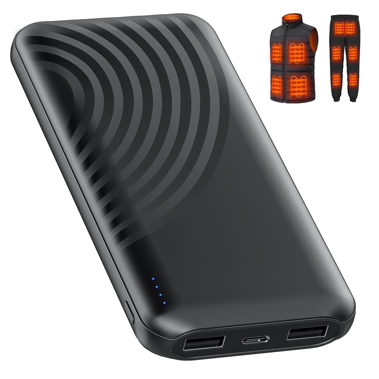 Heated Vest Battery Pack 10000mAh 5V 2A Power Bank Specially Designed for Heated Jacket Heated Clothes Heated Coat