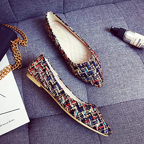 Women's Casual Ballet Flats Polka Dot Comfort Pointed Toe Slip on Flat Loafers Walking Shoes3