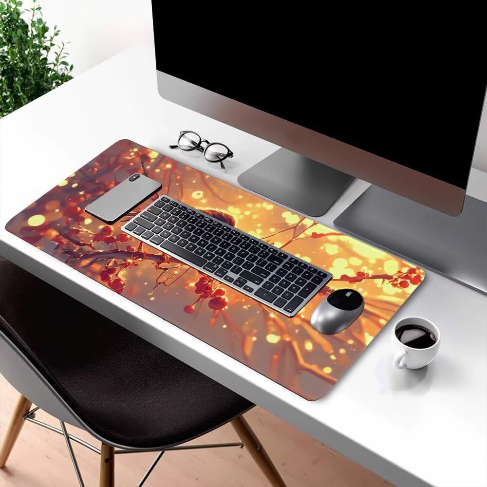 Podkładka pod mysz dla ptaków XXL 1600 x 800 x 3 mm czerwona duża podkładka pod mysz, antypoślizgowa mata biurkowa, do PC, Macbooka, przenośna, poprawia dokładność i szybkość r-463