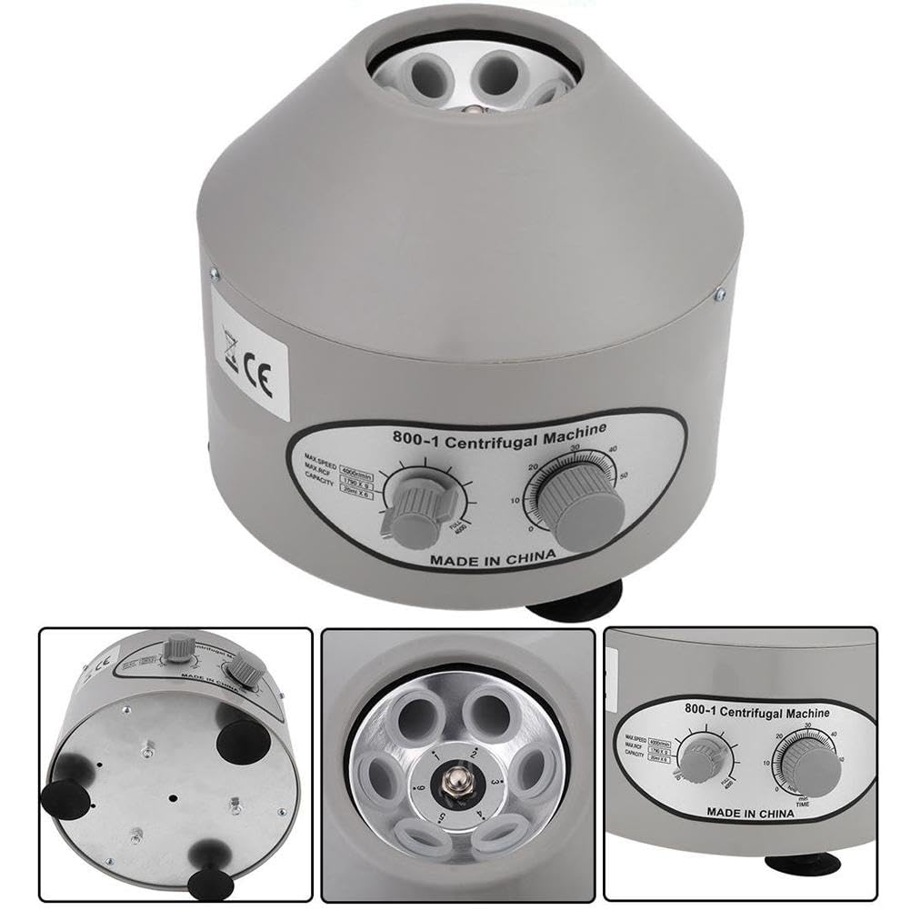 Centrifuge Labor Zentrifuge 800-1, 4000U/min Kleine Elektrische Tischzentrifuge mit Einstellbaren Geschwindigkeiten und Zeitmesser Labor-Zentrifugen Laborzentrifuge 20ml*6 Blutplasma Mikrozentrifuge