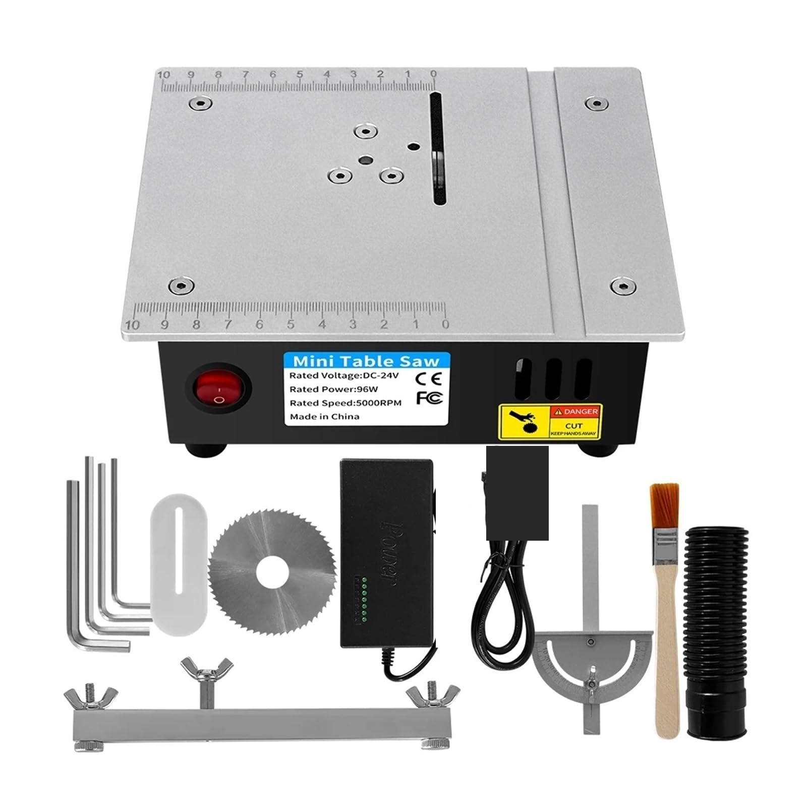 96 W 24 V Mini wielofunkcyjna piła stołowa Elektryczne piły stołowe Stołowe tokarki do obróbki drewna Maszyna cięcia DIY Narzędzie 63 mm Ostrze do użytku DIY