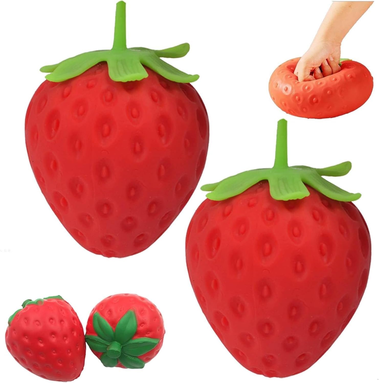2026 Giant Strawberry Squishy, Realistic Strawberry Stress Ball, Squeezable Toy Fruit Ball,Party Favor Slow Rise Pressure Release Toy Adults (2pcs)