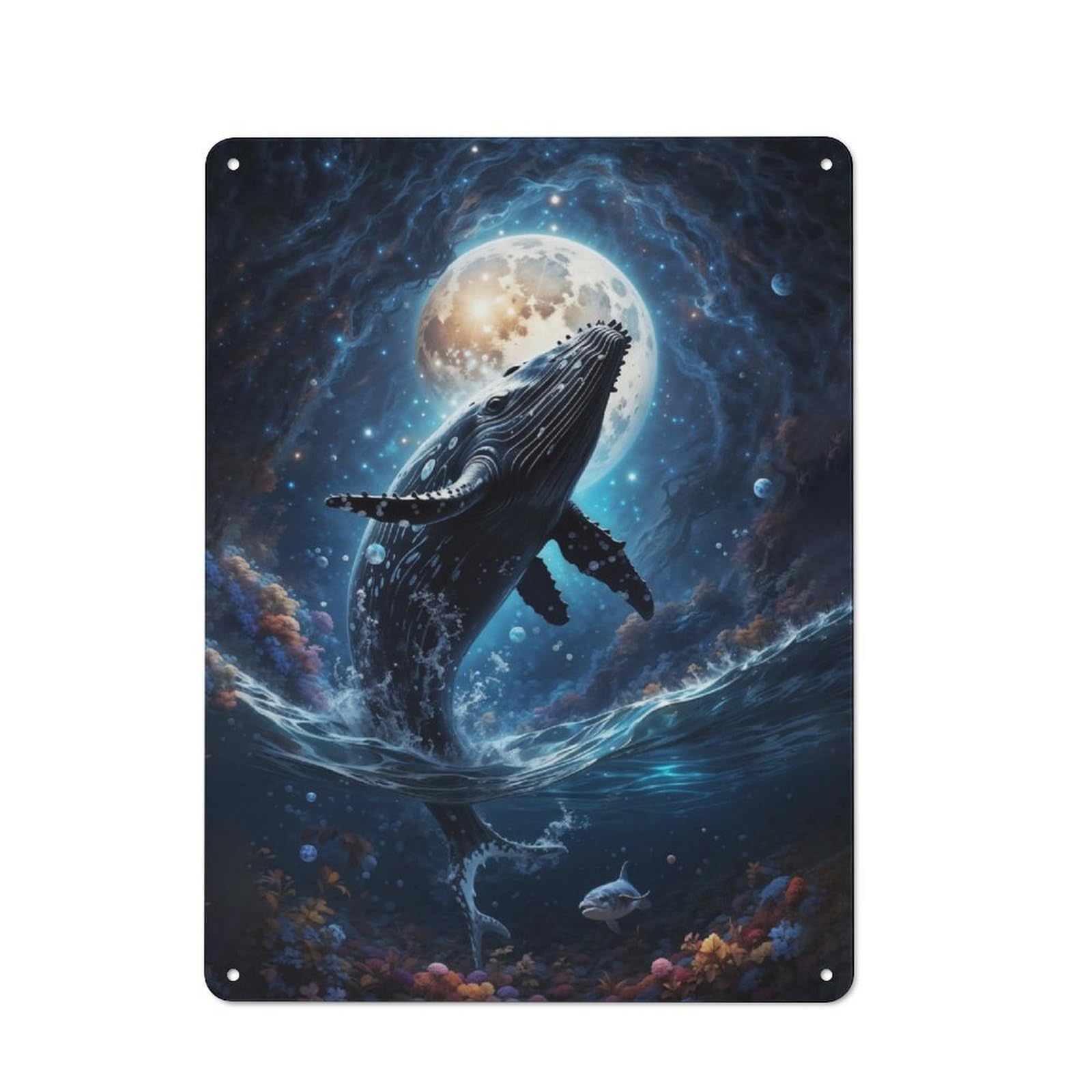 Junmoney Underwater Dreamscape Metal Wall Sign 40X30cm, Retro Decor For Home Bar Wall, For Metal Sign Collectors, For Garage And Workshop Walls