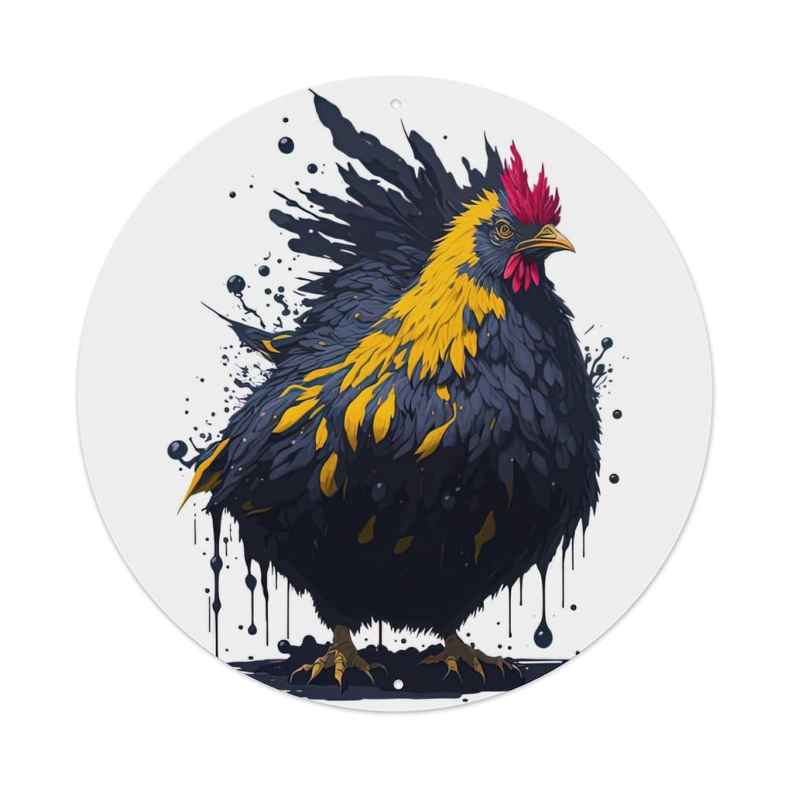Animal Artwork Black Hen Vintage Metal Tin Sign Plaque Wall Decor for Cafe, Club Bar, Office, Garden Metal Poster 8x8Inch