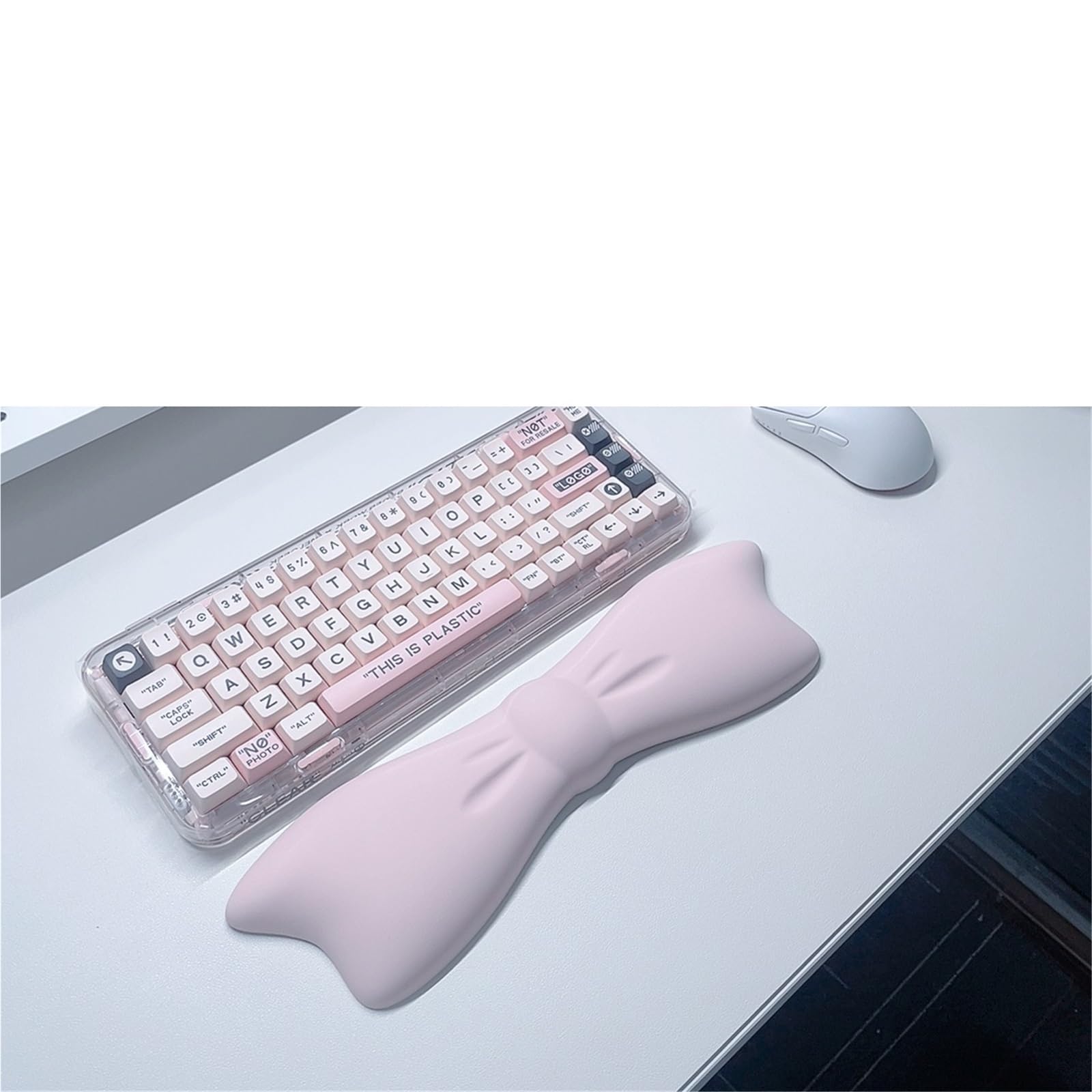Handgelenkauflage für Tastatur Cute Bow Keyboard Wrist Rest Non-slip Rubber Base Memory Foam Suitable For 100 Keys 87 68keys Mousepad(Color1)