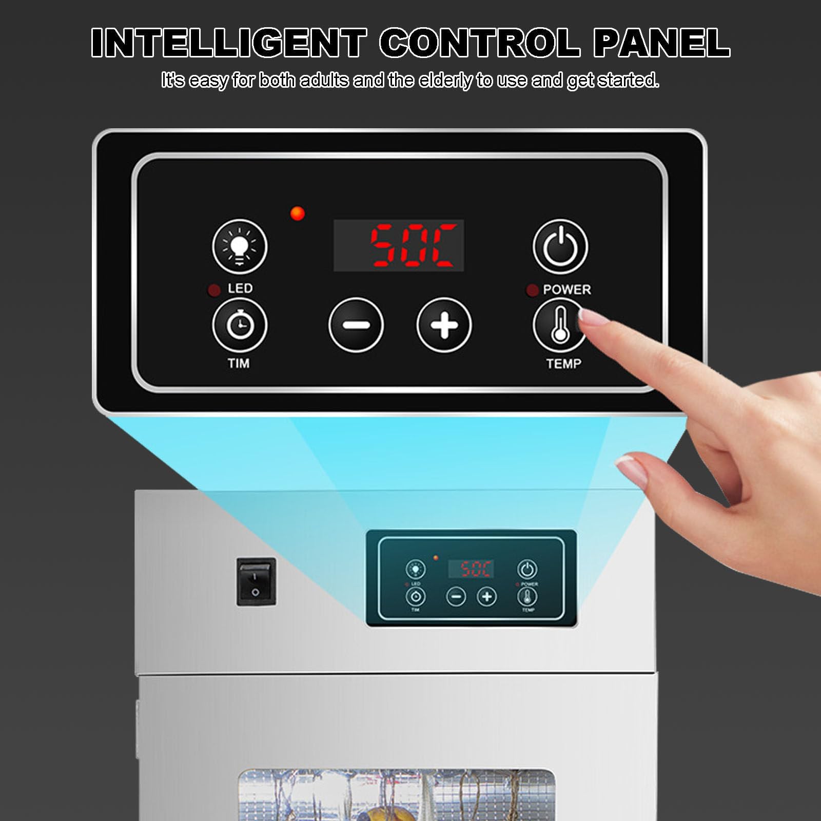 Disidratatore per Carne essiccato Uniforme a 360° per Carne secca, disidratatore Professionale per Carne da 800 W con Timer Digitale e Controllo della Temperatura, Grande capacità di 15 kg