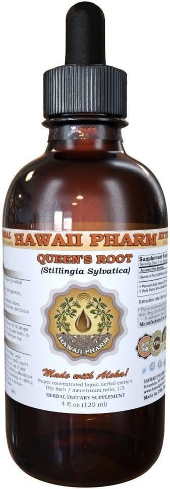 Hawaii Pharm Queen's Root Liquid Extract, Queen's Root (Stillingia Sylvatica) Powder Tincture, Herbal Supplement, Made in USA, 4 fl.oz