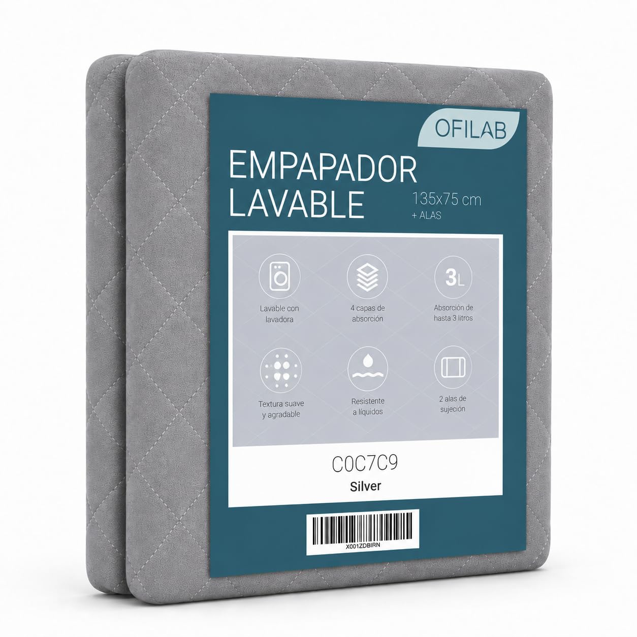 Empapador de Cama Lavable 135cm con Alas de 45cm y 4 Capas de protección. 2 Unidades. Super Absorbente 3 litros/m². Impermeable Reutilizable Protector. Variedad de Medidas 90cm,135cm,150cm.