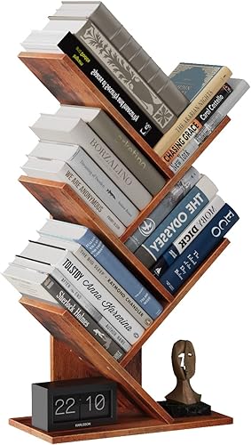 ZRWD Estantería de árbol de 5 niveles, organizador de almacenamiento de libros, estante de almacenamiento de madera para oficina, hogar, escuela,