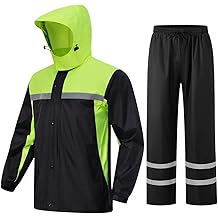 Mens Rain Suits with Air Vents Reflective Waterproof Rain Gear Breathable Jacket Pants for Work Golf Fishing Hiking