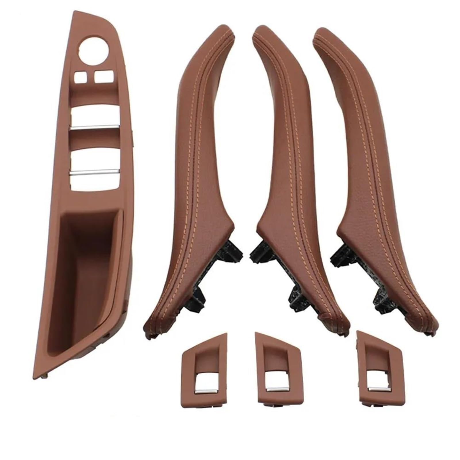 LVXVMOZEOK Interior Door Handle Armrest for 5 Series for F10 for F11 for 520 for 523 for 525 for 528 7PCS LHD Interior Lift Switch Armrest Cover Door Handle(A Brown 7PCS)