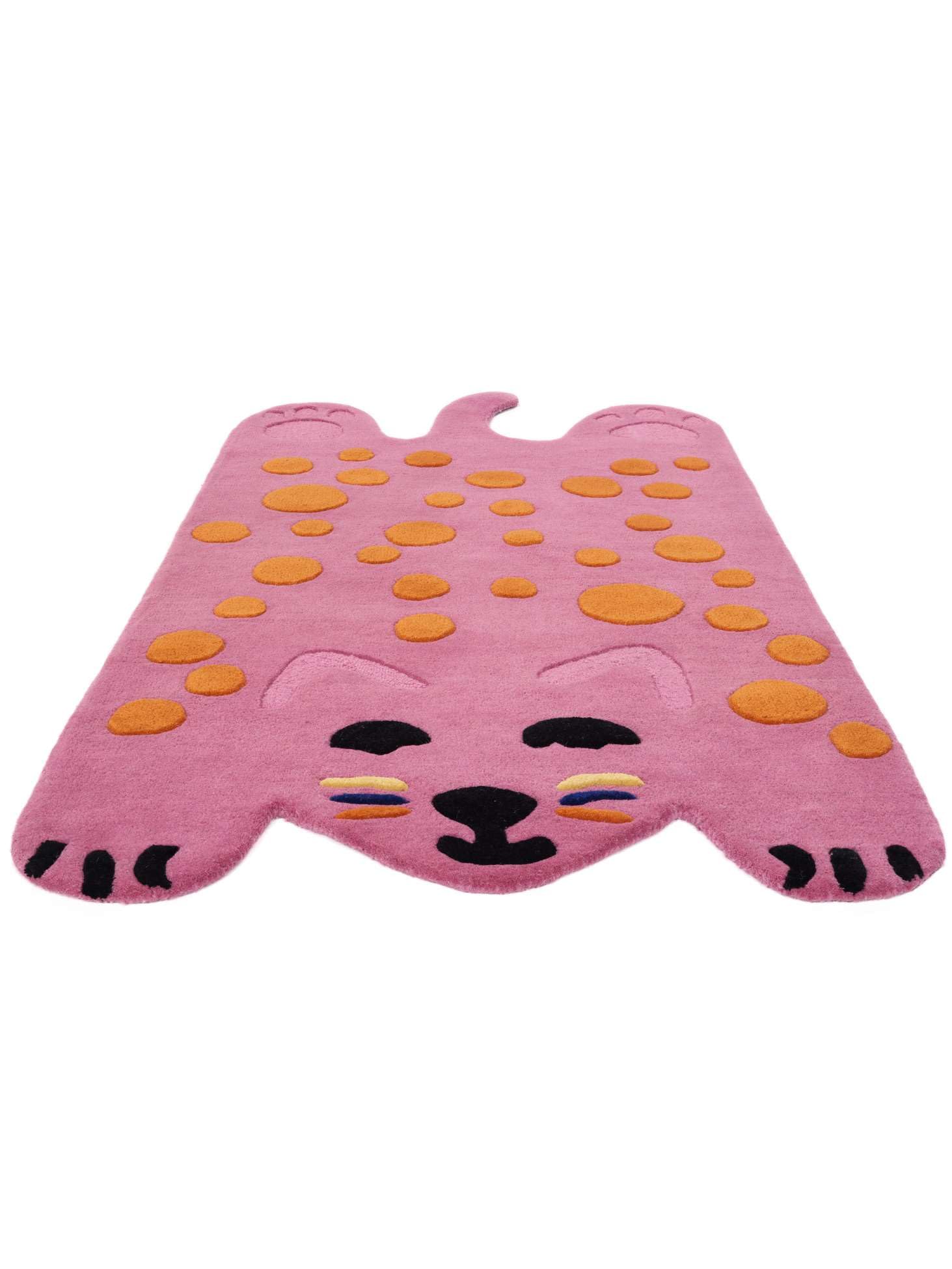 RugVista Lo Cat, Alfombra Infantil, Modernas Niños, 95 x 170 cm, Rectangular, Pelo Medio, Sala de Estar, Cuarto del bebé, Dormitorio, Limpieza en seco, Sin Productos químicos peligrosos, Rosa/naranj