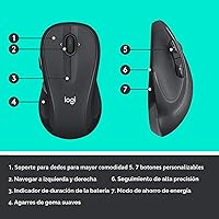 Vista 5 de Logitech M510 - Mouse inalámbrico, ratón para laptop y PC con receptor unificador USB, botones programables - Grafito