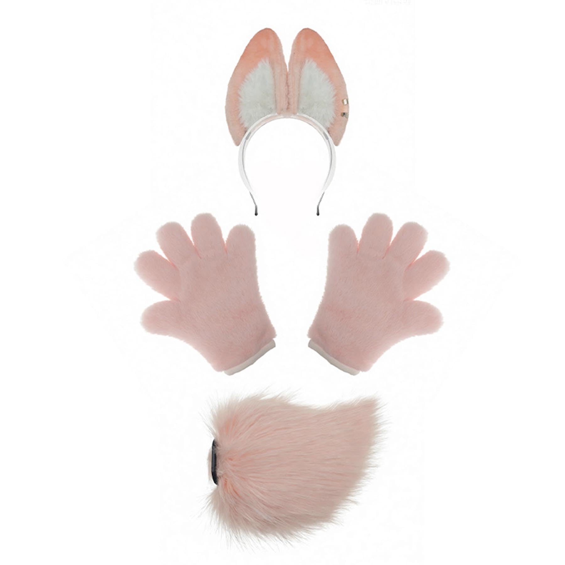 Conjunto de disfraz de conejo, diadema con orejas de animal, cola y patas, accesorio para disfraz de conejo para cosplay fiestas disfraces animales, Halloween, Navidad, Pascua