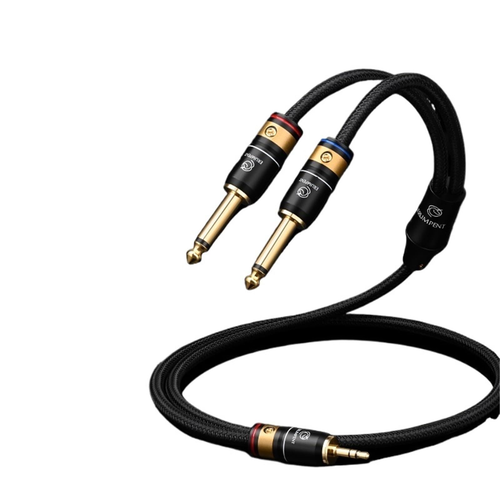 HiFi 6N kabel audio 3,5 mm na Dual 6,5 mm do wzmacniacza telefonu, pozłacana wtyczka, 3,5 stereo na Dual 6,5 TS kabel sygnałowy audio (3 m)