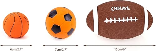 Miniatura 5 de CHIWAVA Paquete de 2 pelotas de juguete de látex chirriante de 6 pulgadas para perros de fútbol rugbys para perros medianos y grandes