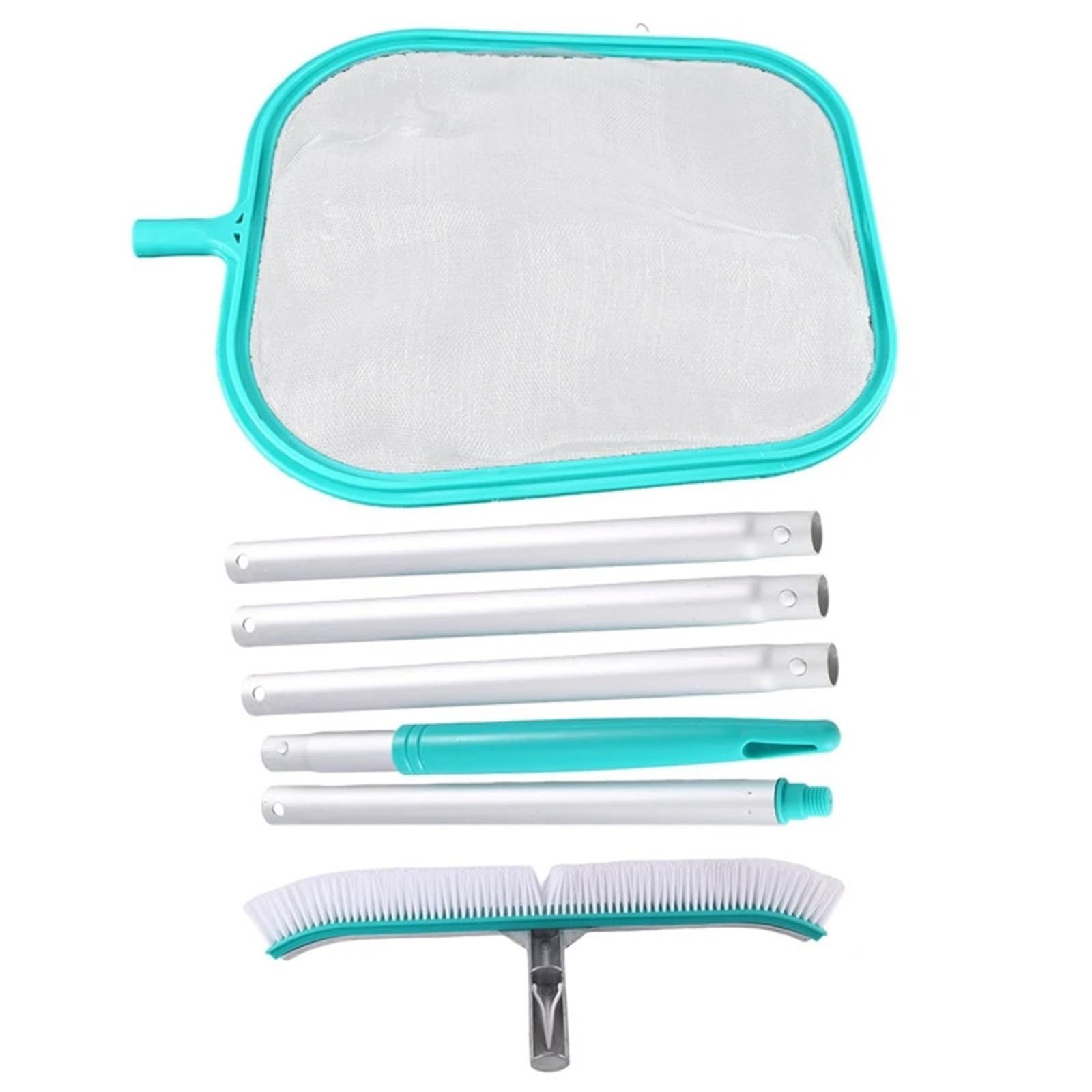 Red de Malla for Piscinas Poco Profundas con recogedor Hojas, Mango telescópico y Cepillo fregado 45 cm for Limpiar residuos la Pared para Piscina Estanque