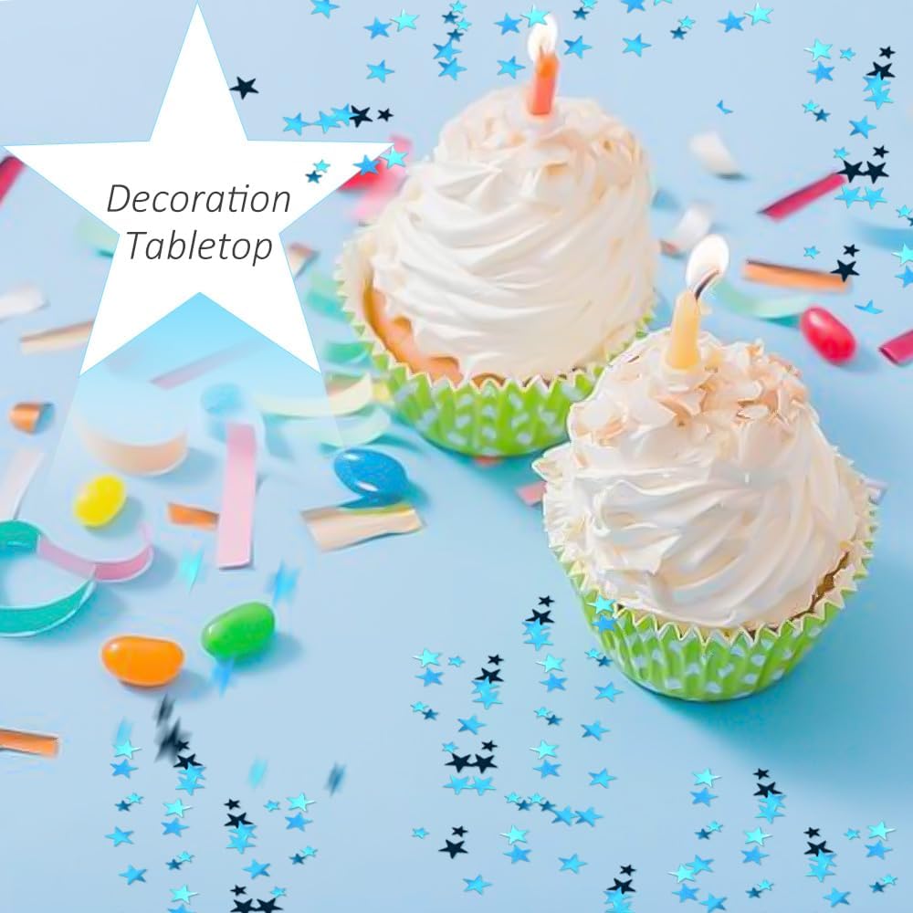 60g Star Confetti Metallic Foil Stars Table Confetti Metallic Foil Stars Sequin for Halloween Birthday Wedding Festival Party DIY(ZX/Sky Blue)