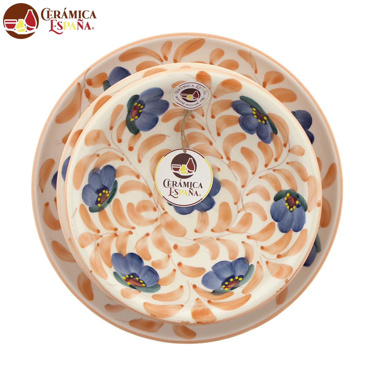 CERÁMICA ESPAÑA | Stoviglie | Stoviglie artigianali | Stoviglie economiche | Stoviglie outlet | Piatti | Set di piatti | Set x3 piatti in ceramica - Modello M01 | Decorazione 100% fatta a mano
