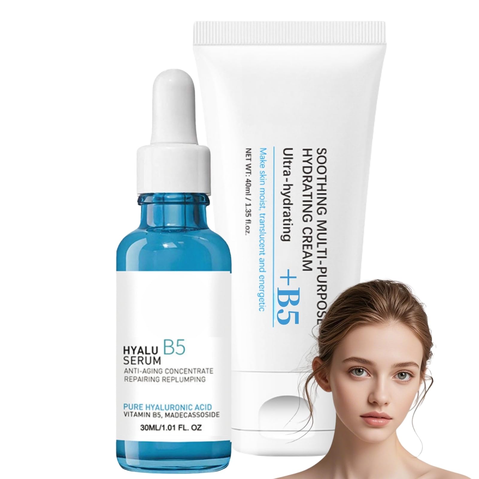 B5 Repairing Balm & Face Serum, B5 Skincare Set, Skin Barrier Repair Cream Set for Smoothing