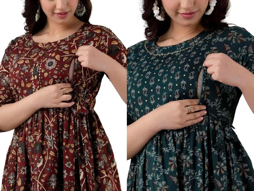 Women's Maternity Kurti for Feeding Zippers |Easy Breastfeeding Kurti for Nursing Pre and Post Pregnancy (Combo of 2 Kurti)-picture-48