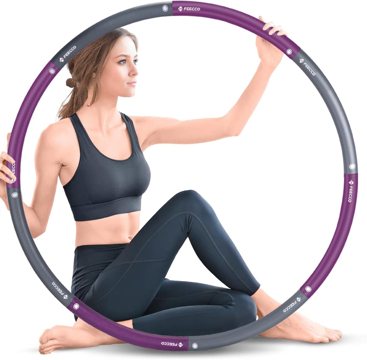 - FEECCO Weighted Fitness Hoop, 8 Detachable Sections for Weight Loss