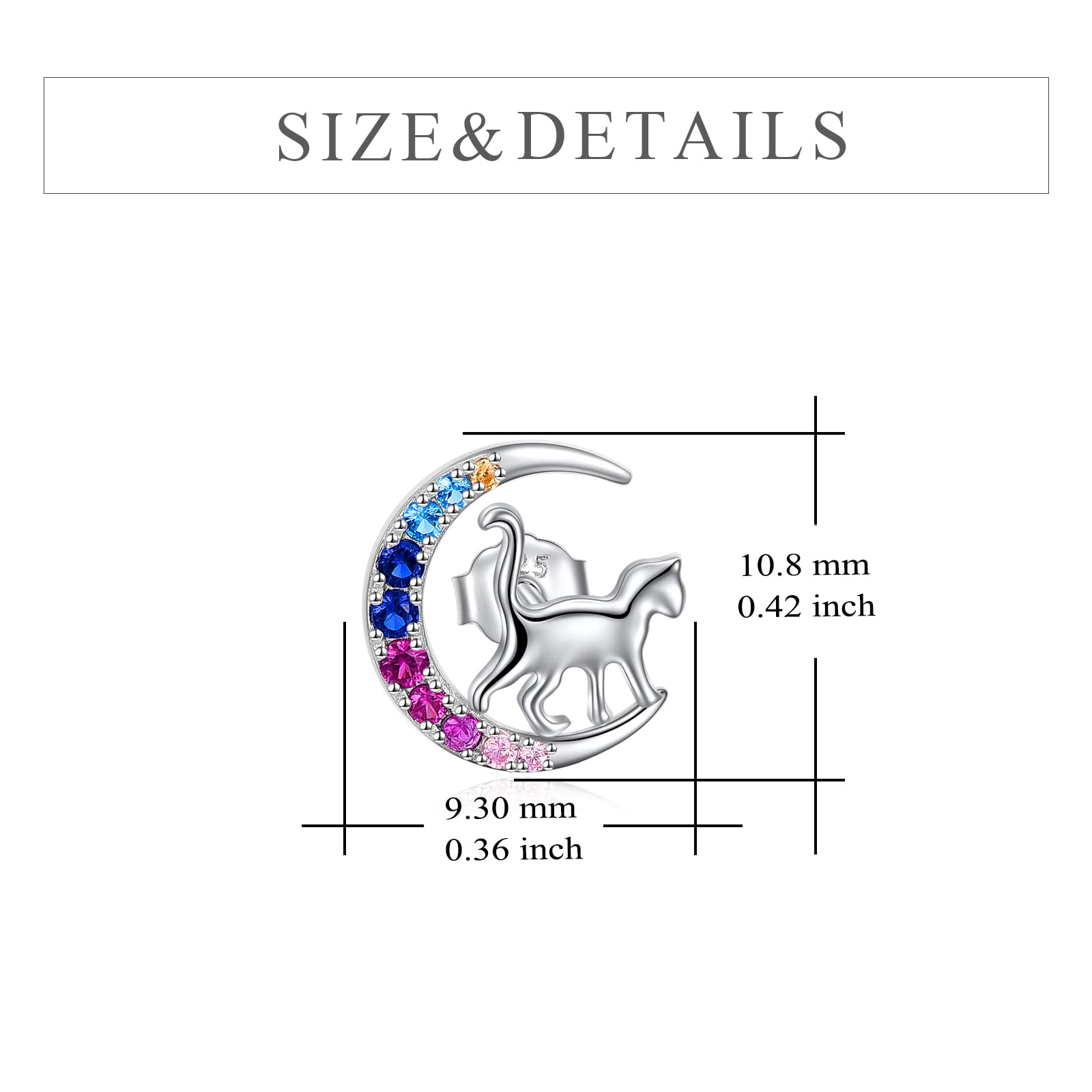 YFN Orecchini Animale Argento Sterling Animale Carino Luna Orecchino Borchie Regali per Donne Ragazze