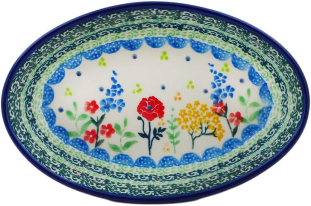 Polmedia Polish Pottery Condiment Dish UNIKAT - Sunday Morning Pattern Handmade in Boleslawiec Poland by Ceramika Artystyczna + Certificate of Authenticity