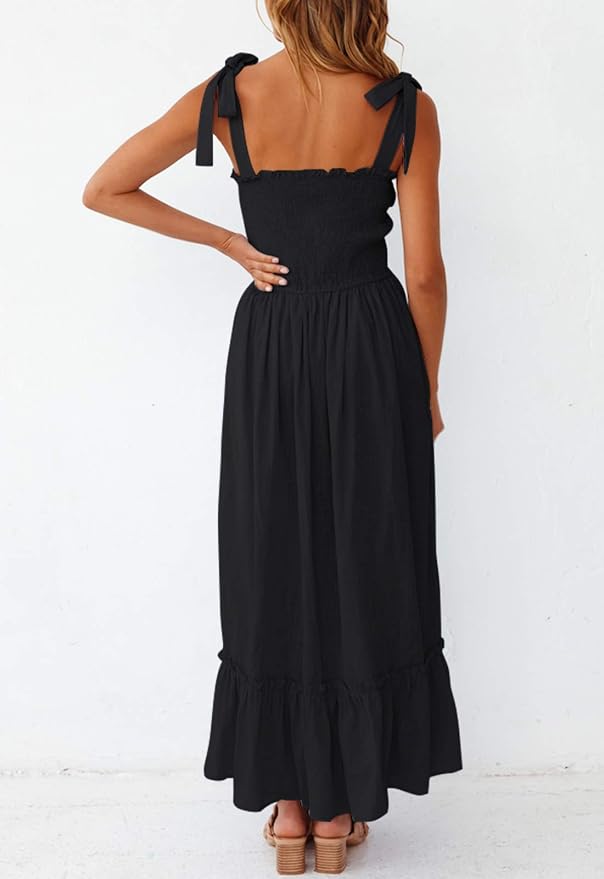 ZESICA Women’s Ruffle A Line Maxi Dress Fabric:Super soft, stretchy and lightweight,can be easily dress up or dress down.