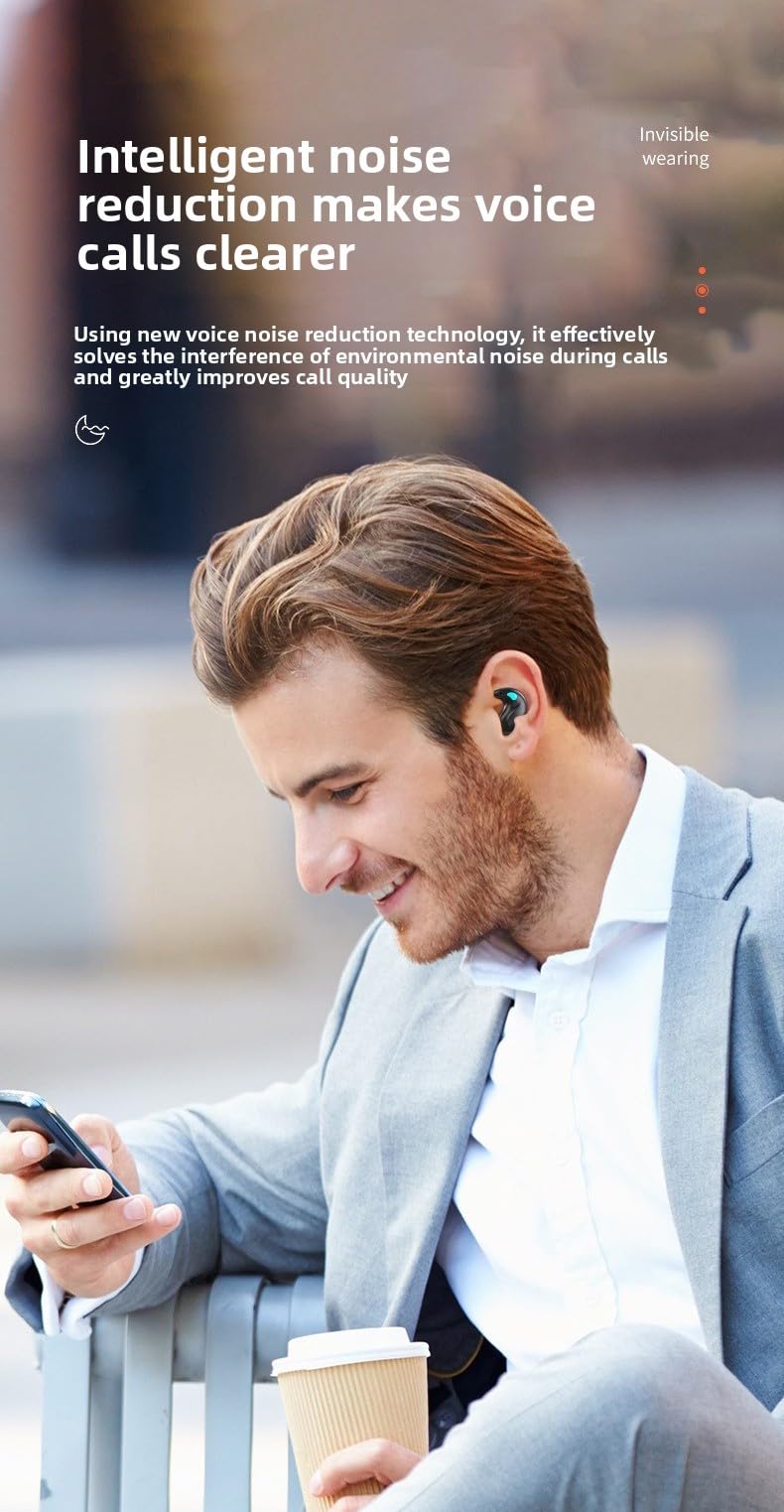 Auriculares invisibles inalámbricos azules ocultos para personas que duermen de lado, auriculares invisibles para dormir y dormir, pequeños auriculares Bluetooth para orejas pequeñas (azul)