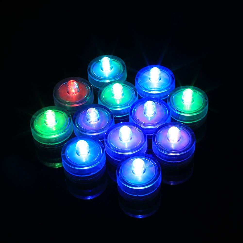 Haofy 12Pcs LED Submersible Waterproof Electronic Tea Night Light Fishbowl and Vase Decoration Outdoor Party, Wedding - Image 3