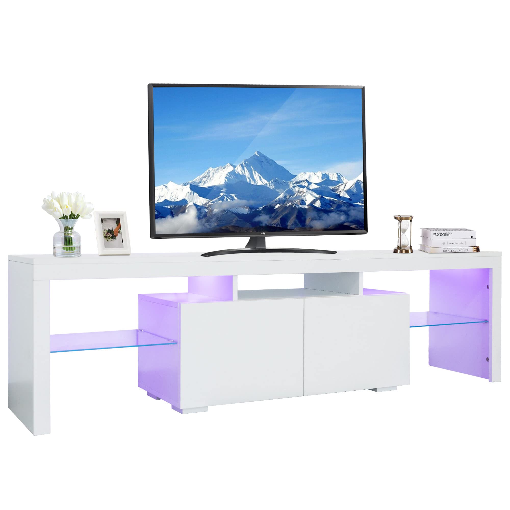 Buy Modern TV Stand with LED Lights,Entertainment Center with Storage