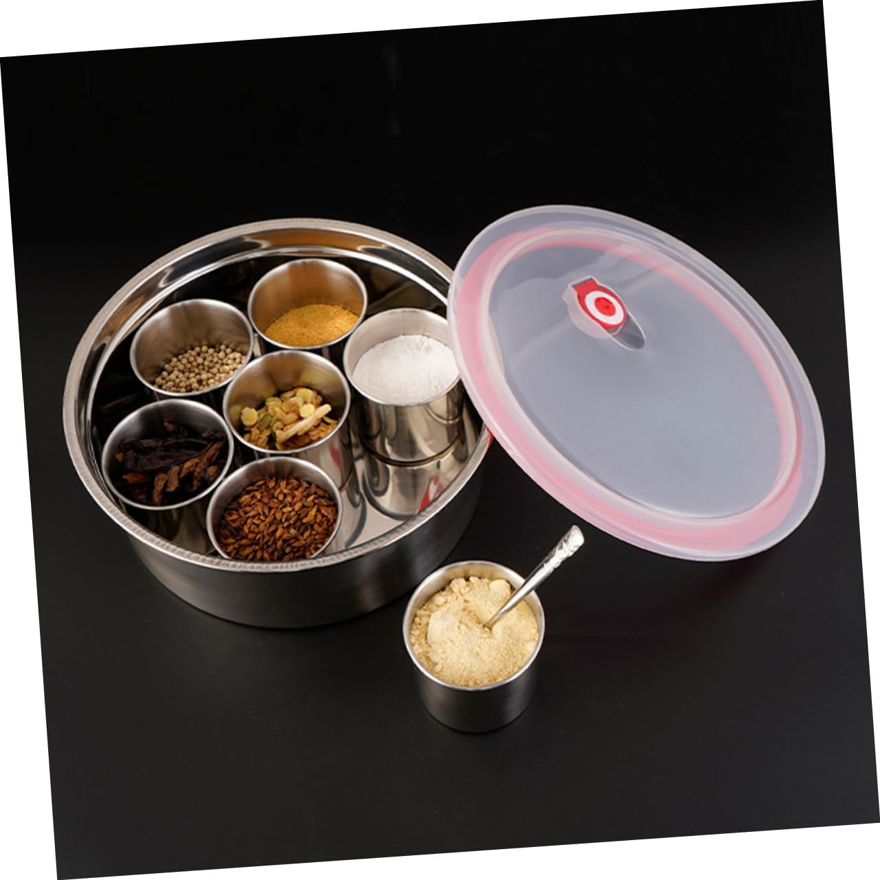1Set Stainless Steel Spice Box Compartment Kitchen Condiment Container for Salt Pepper More Stylish Spice Jars for Home Restaurant Use