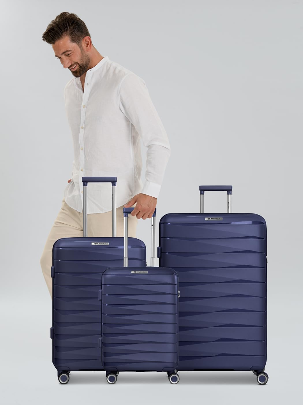 Franky Koffer-Set 3-teilig für Damen und Herren | Reise-Trolleys 49 x 28 x 74 cm aus hochwertigem, leichtem Polypropylen Material | Erweiterbar & TSA-Schloss | London Serie
