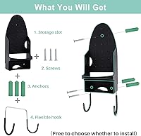 Vista 3 de Soporte de pared para tabla de planchar, colgador de hierro con estante para tabla de planchar, resistente al calor, soporte de pared para máximo 5