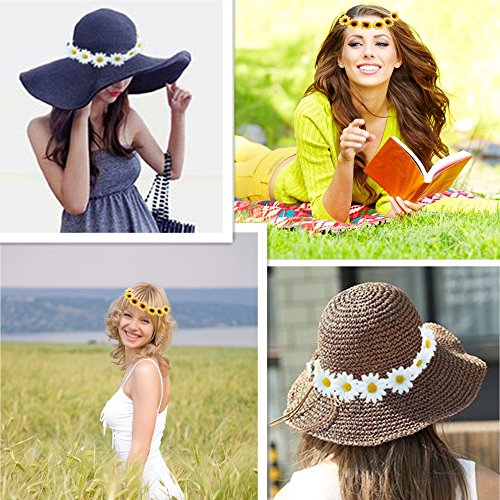 image for HOPEANT 10 PCS Sunflower Headband Multicolor Floral Flower Crown Headp
