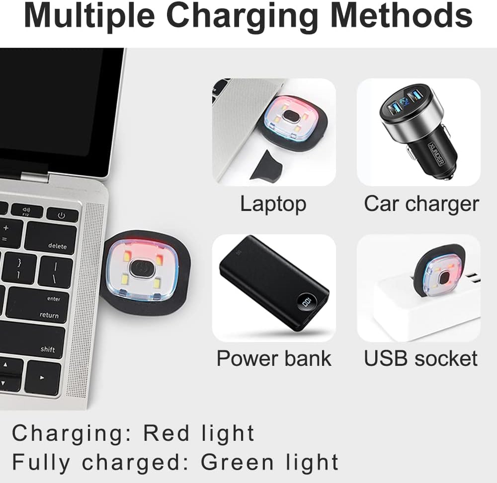 SUNPRO 2 Pack Sports Headband with LED Light, Beanie with Light, Unisex Knit Lighted Hat, USB Rechargeable Headlight Cap, Warm Winter Gifts for Men and Women - Image 3